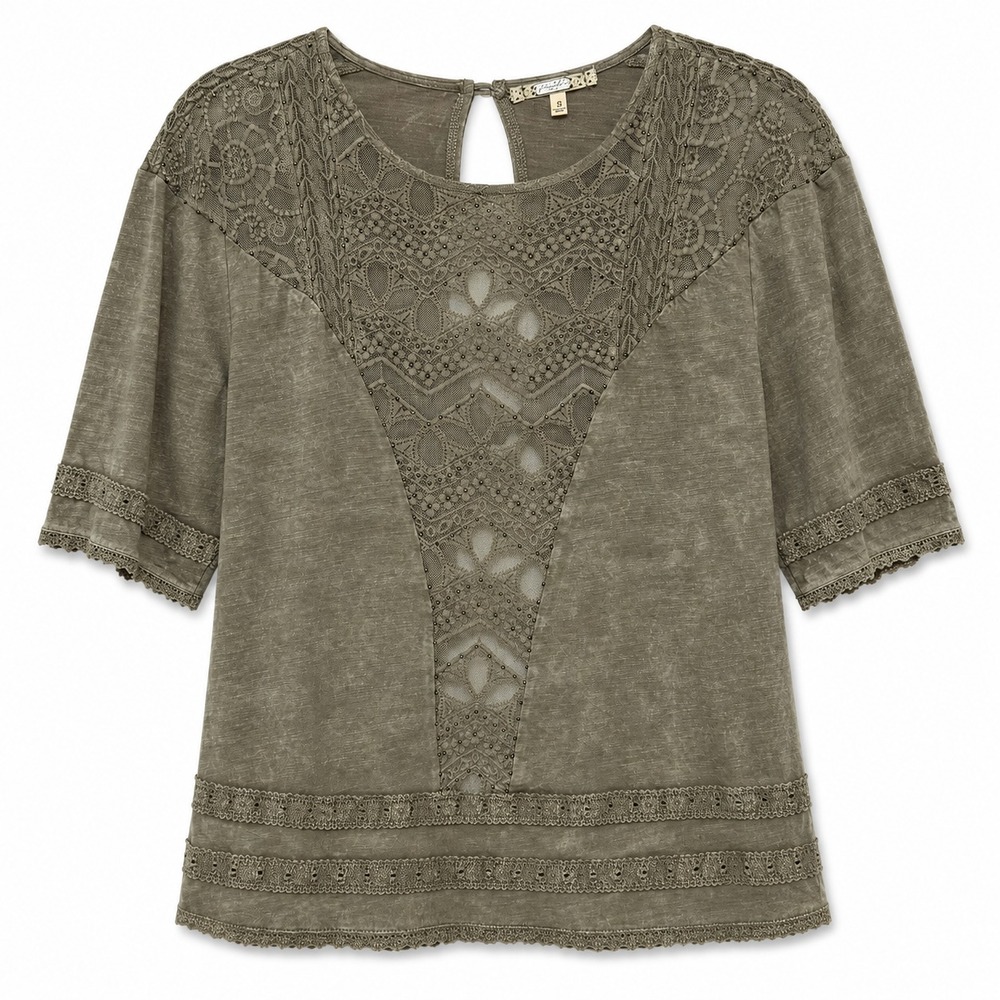 Fairy Grunge Crochet Lace Top Women Size Small Earthy Boho Whimsigoth Open Back